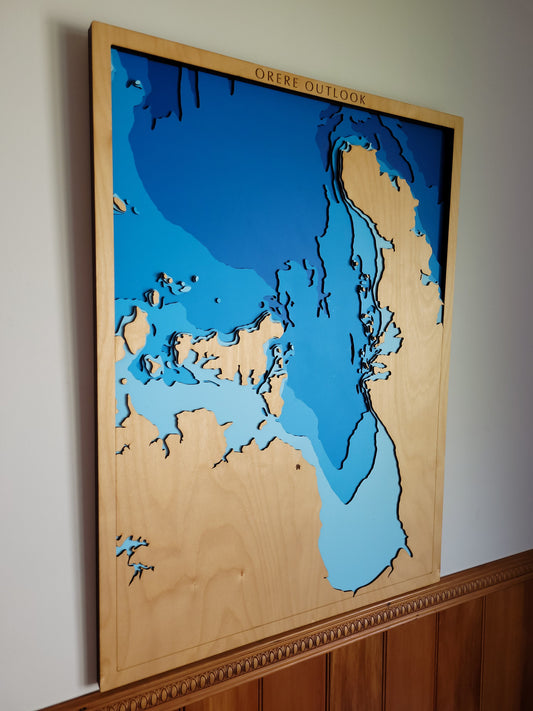 Custom Orere Point and Kawakawa Bay map — a personalised retirement gift crafted for a New Zealand family home.