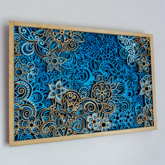 Flower Art – Handcrafted Wooden Depth Map - Tide's Out Maps