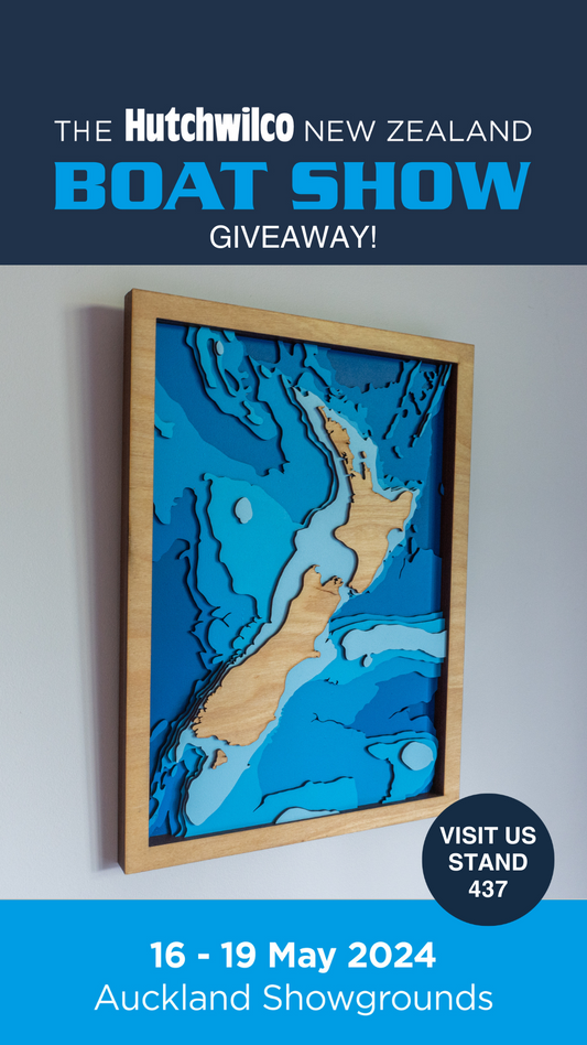 Tides Out Maps stand at Hutchwilco Boat Show with custom ocean maps