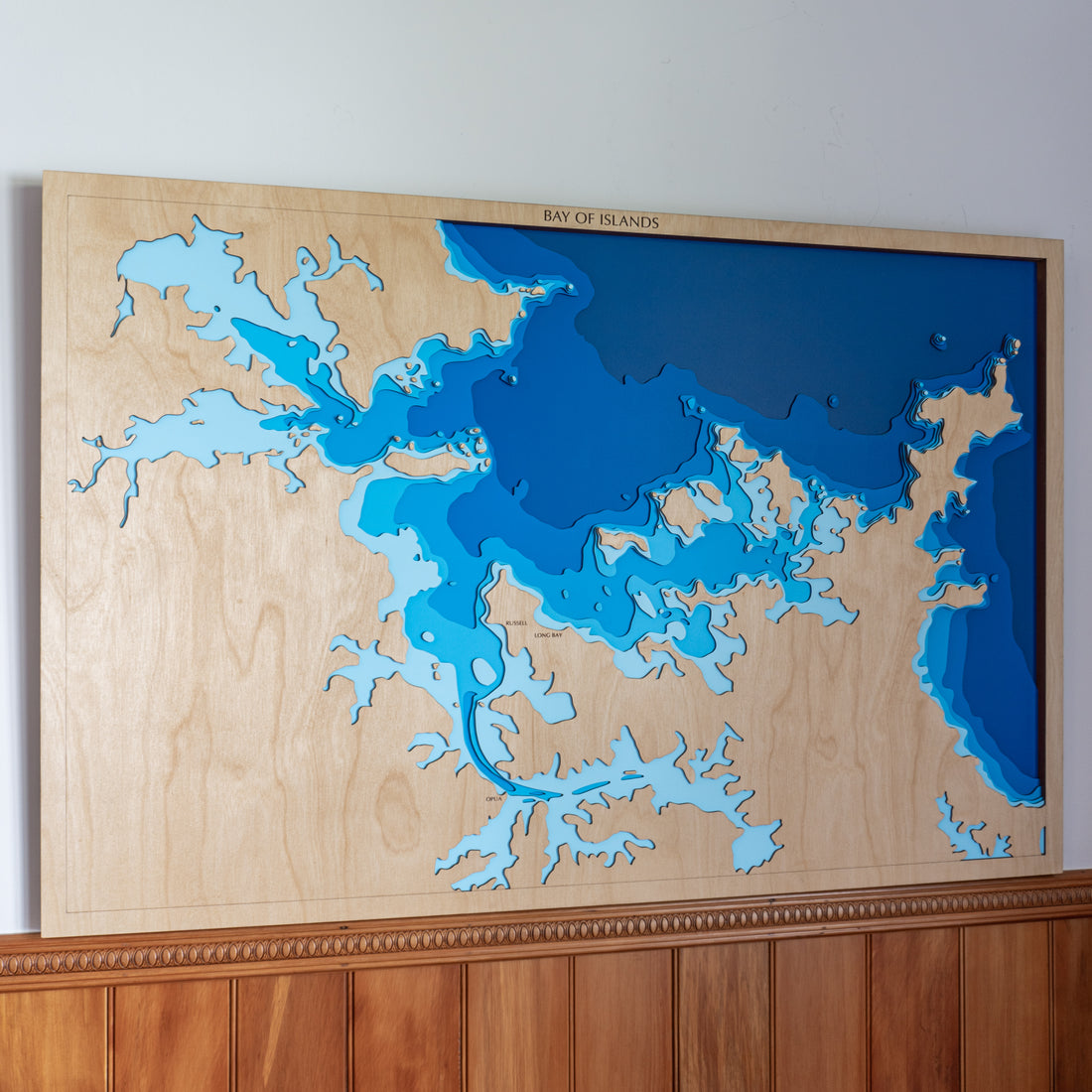 Bay of Islands Wooden Depth Map — XL | Tides Out Maps – Tide's Out Maps
