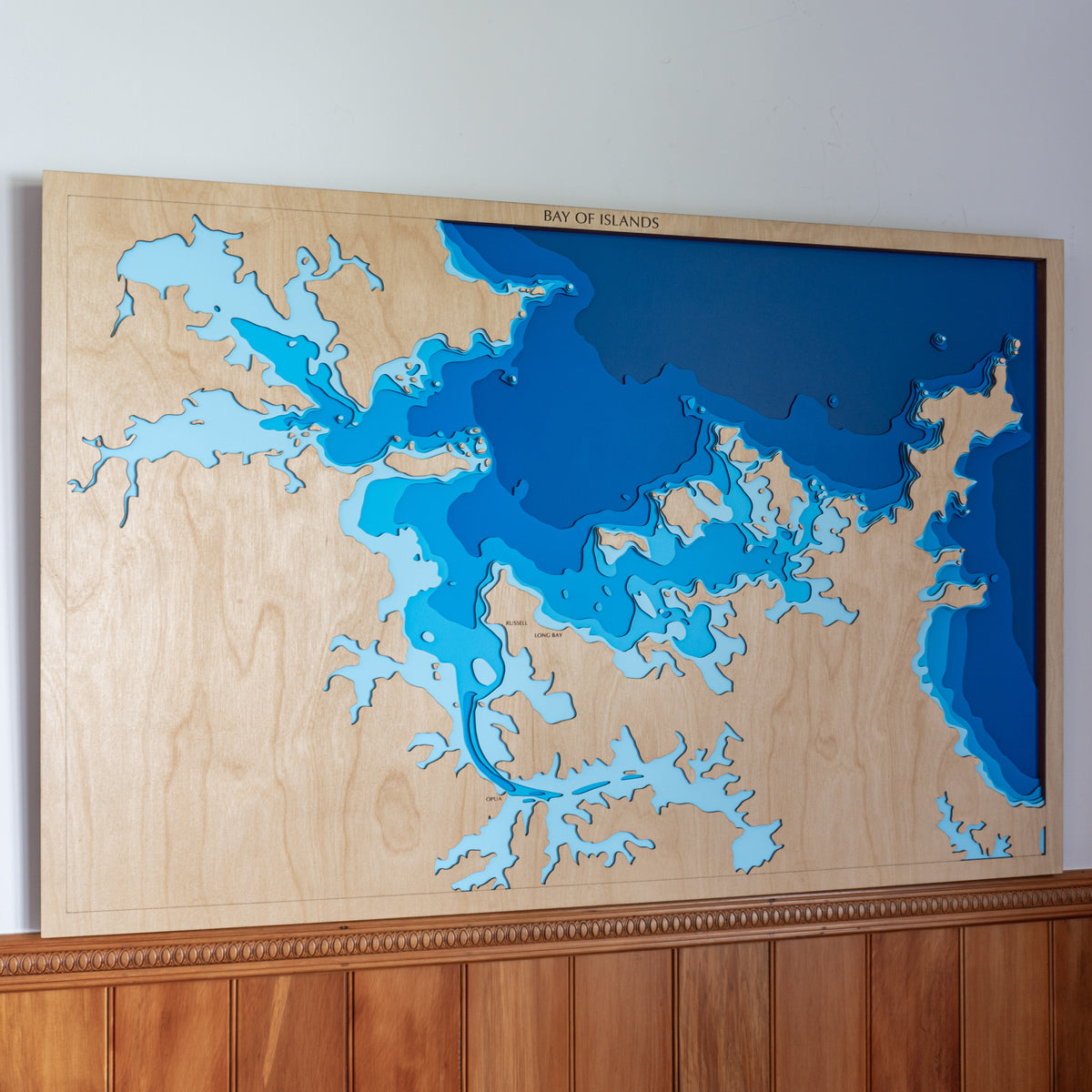 Bay of Islands Wooden Depth Map — XL | Tides Out Maps – Tide's Out Maps