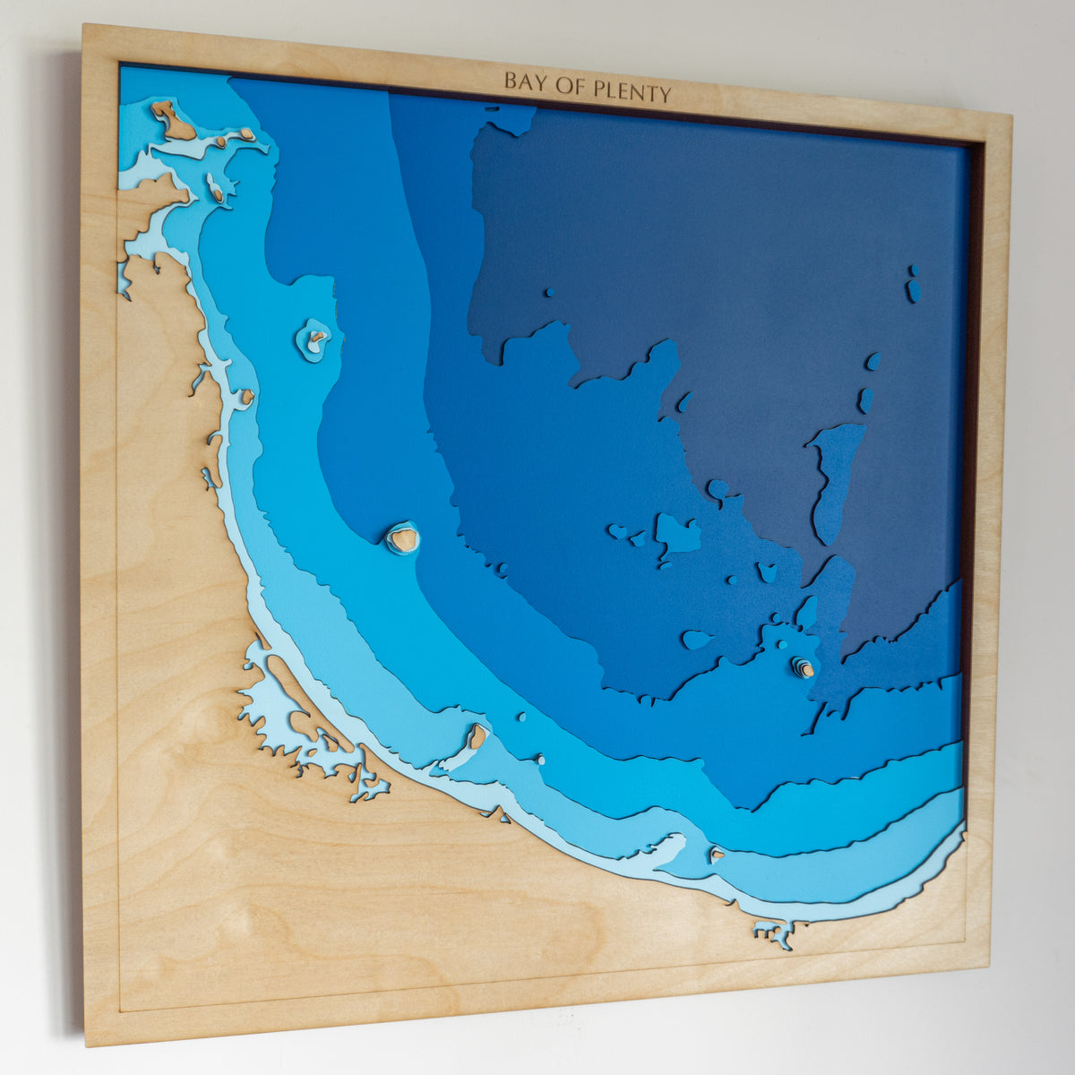 Bay of Plenty Wooden Depth Map — Medium | Tides Out Maps – Tide's Out Maps