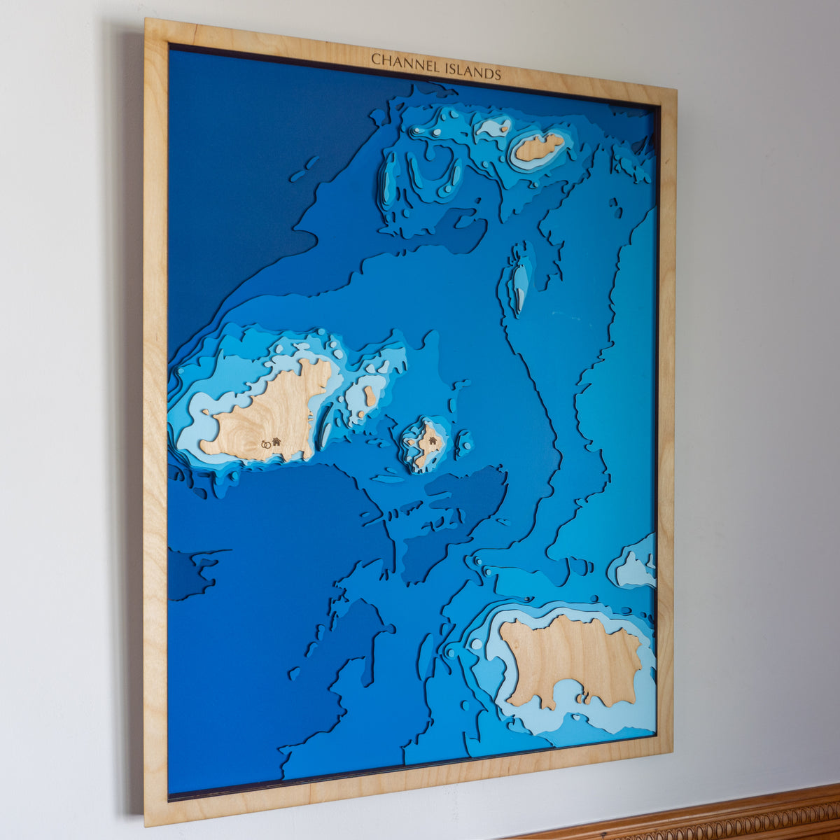 Tide Map Drawing Channel Islands Wooden Depth Map — Large | Tides Out Maps – Tide's Out Maps